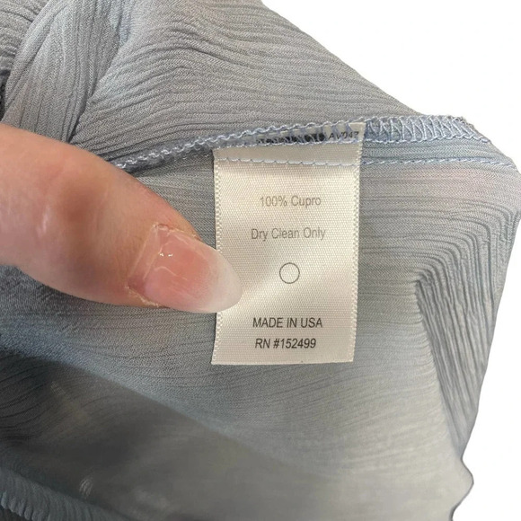 Amour Vert Blouse Top Shirt Tie Neck Short Sleeve Cupro Light Blue Size Small - Picture 7 of 7